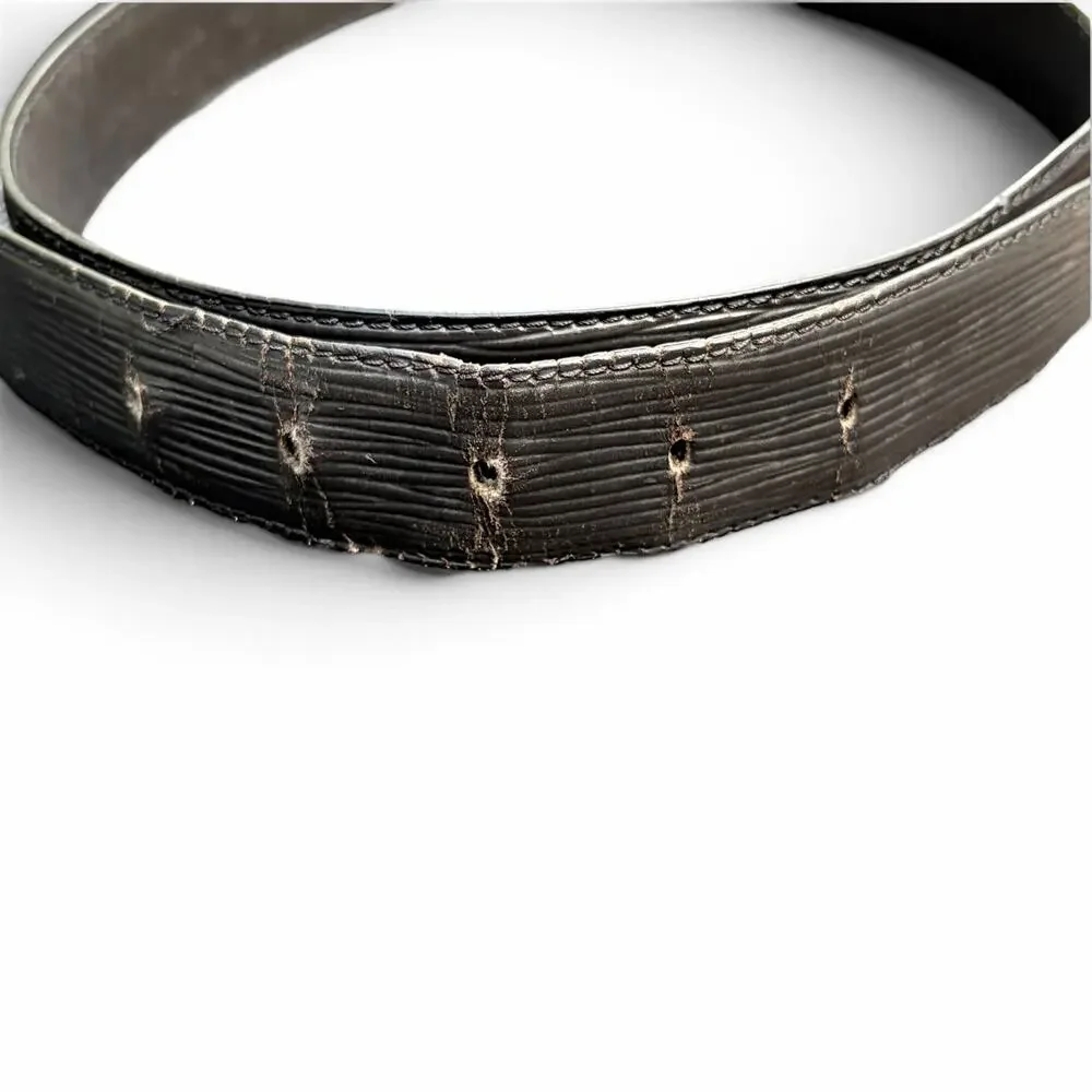 Louis Vuitton Epi Leather Belt Black Gold Buckle Made in France